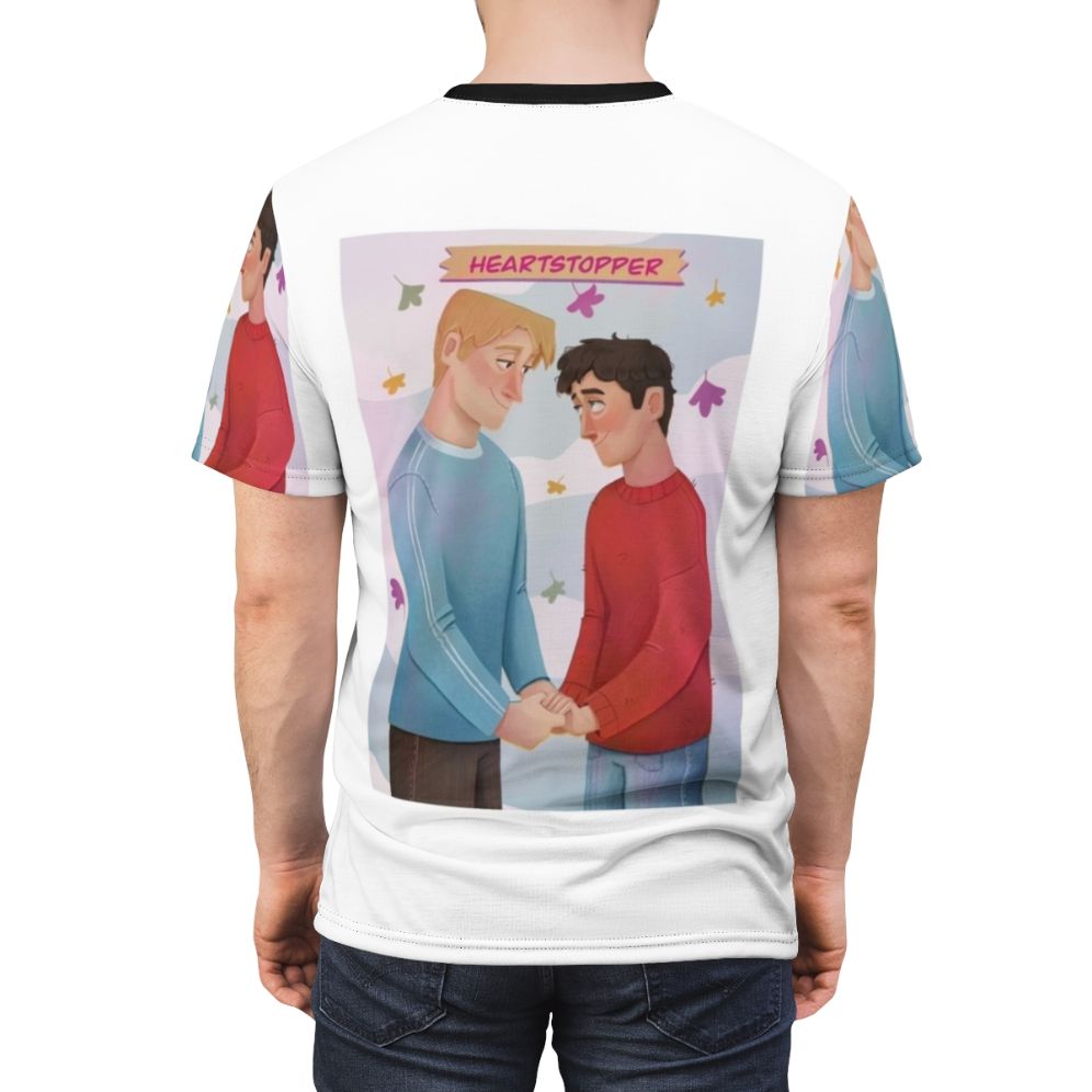 Heartstopper fan art illustration printed on a high-quality t-shirt - men back