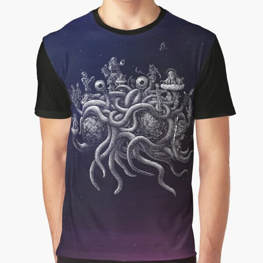 The Flying Spaghetti Monster (FSM) Pastafarian Graphic T-Shirt