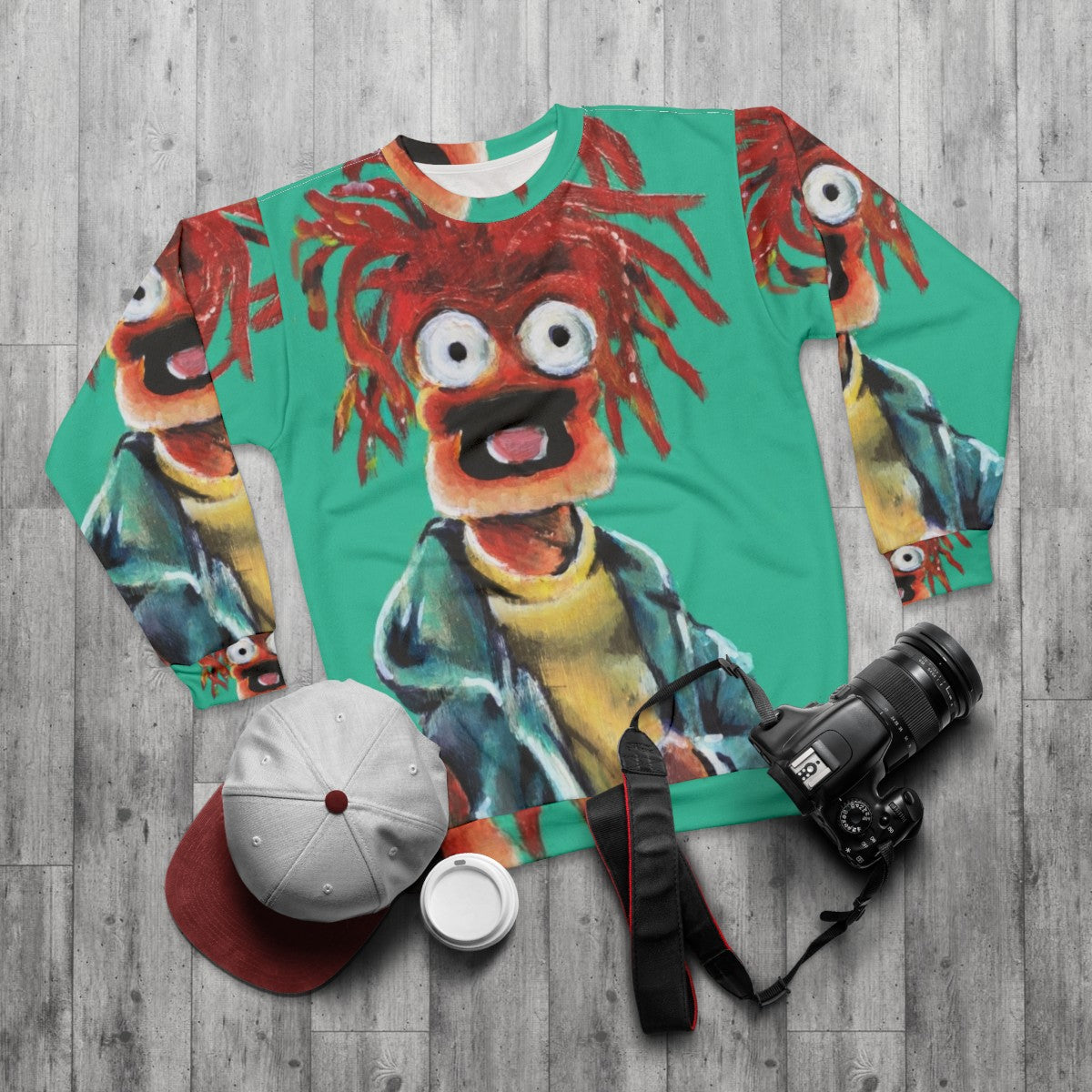 Muppets Pepe the King Prawn Fan Art Sweatshirt - flat lay