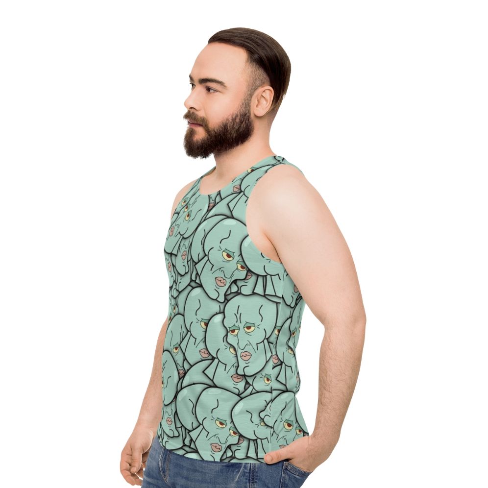 Unisex "Mr. Handsome" Tank Top featuring Spongebob and Squidward characters - men side