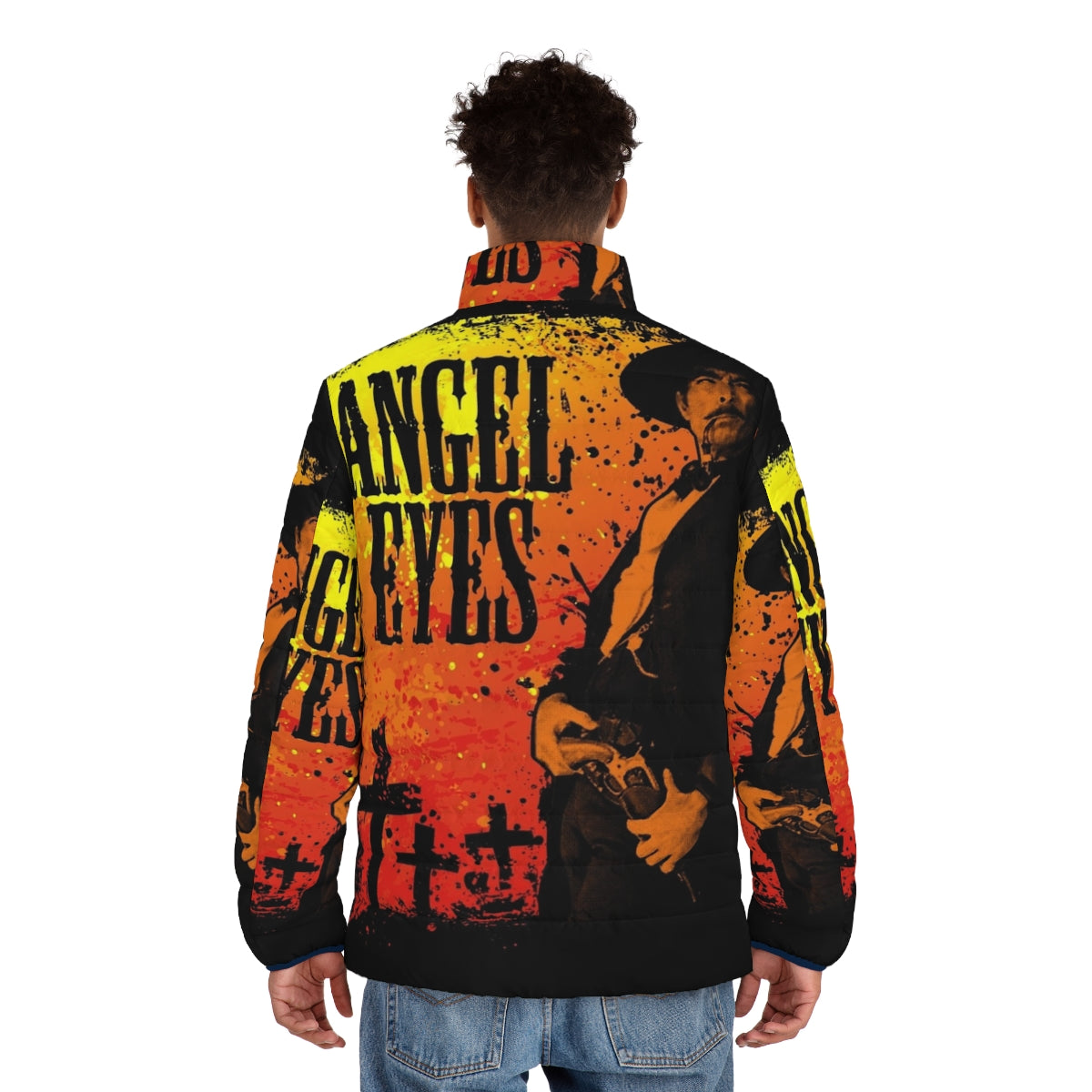 Angel Eyes Puffer Jacket - Vintage Spaghetti Western Inspired Design - men back