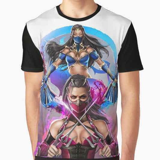 NEW ERA Mortal Kombat Cosplay Graphic T-Shirt featuring a female princess and dragons