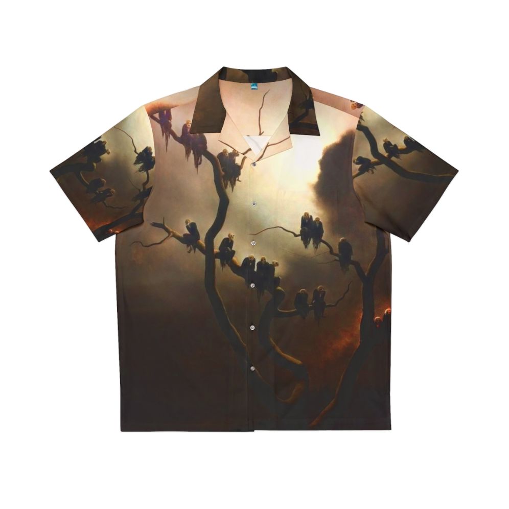 Vivid retro ghosts in a tree hawaiian shirt