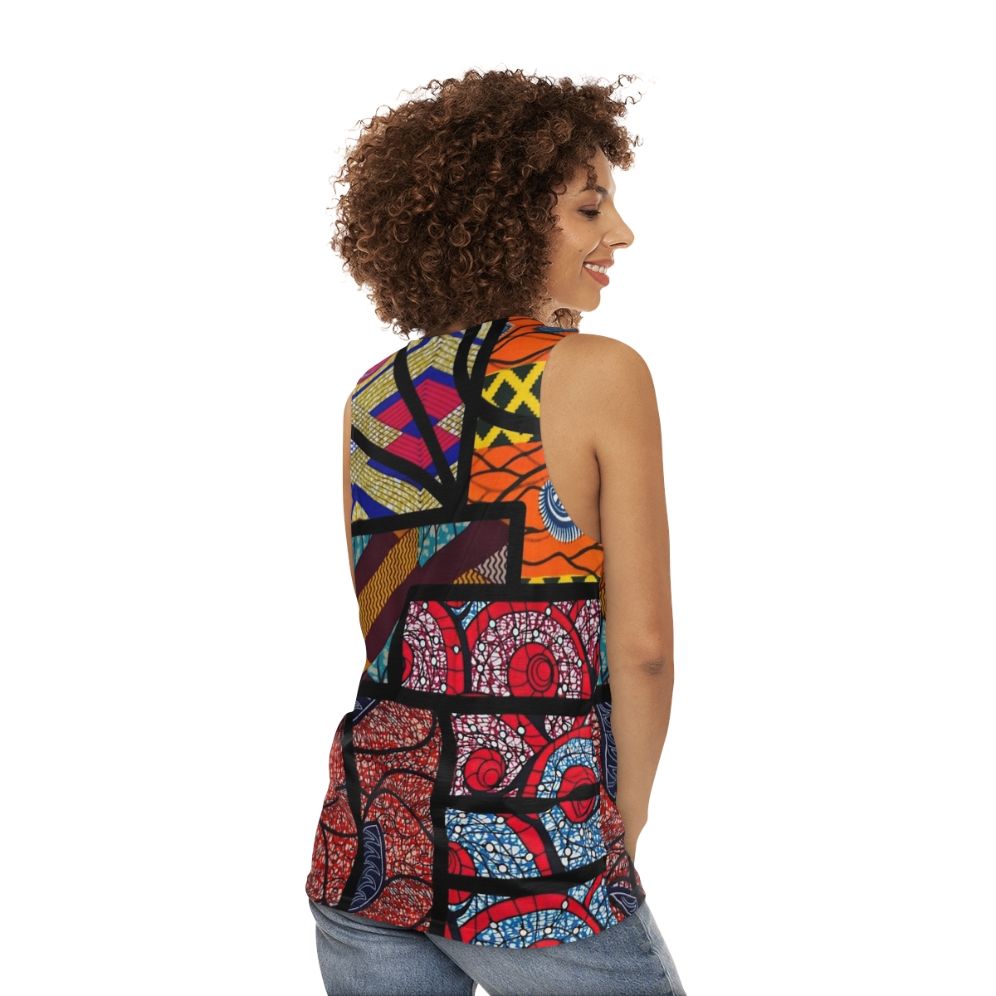 Vibrant African print unisex tank top - women back