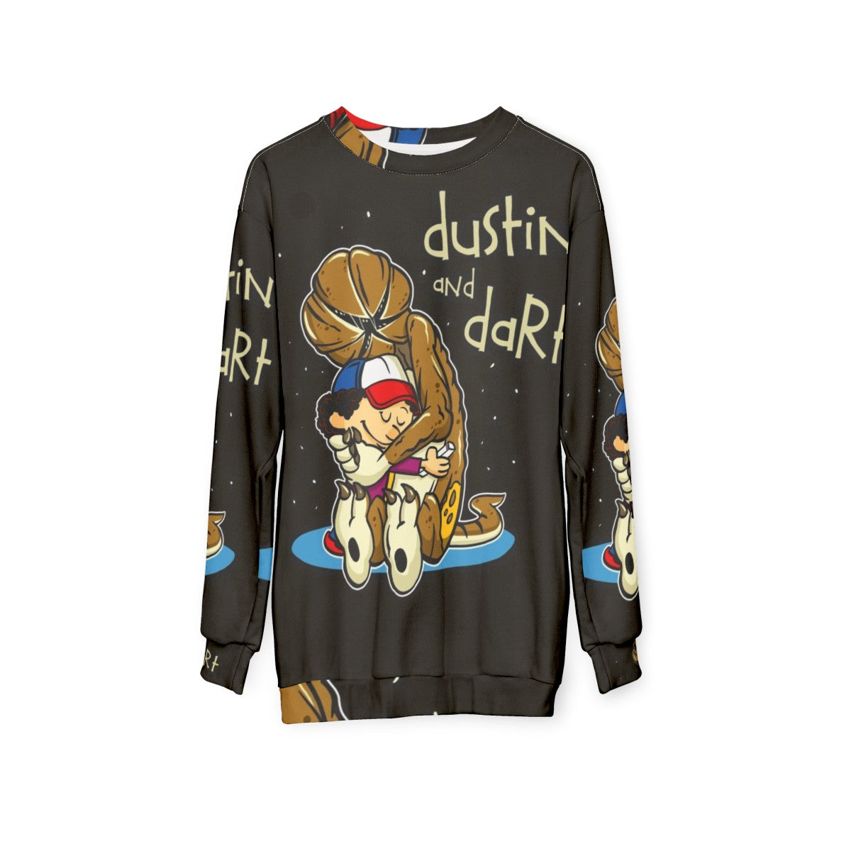 Stranger Things Dustin and Dart Pullover Sweatshirt - hanging