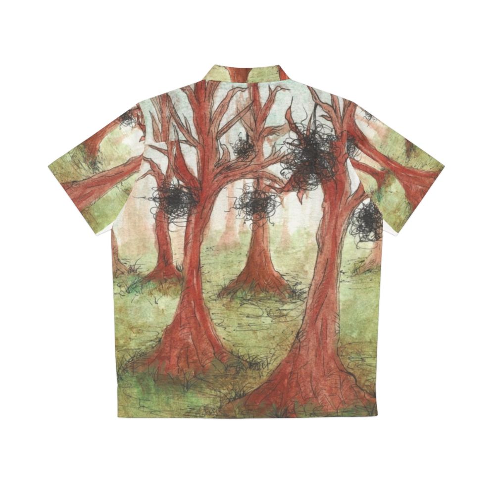 Abstract Hawaiian shirt with fantasy landscape nature design - Back