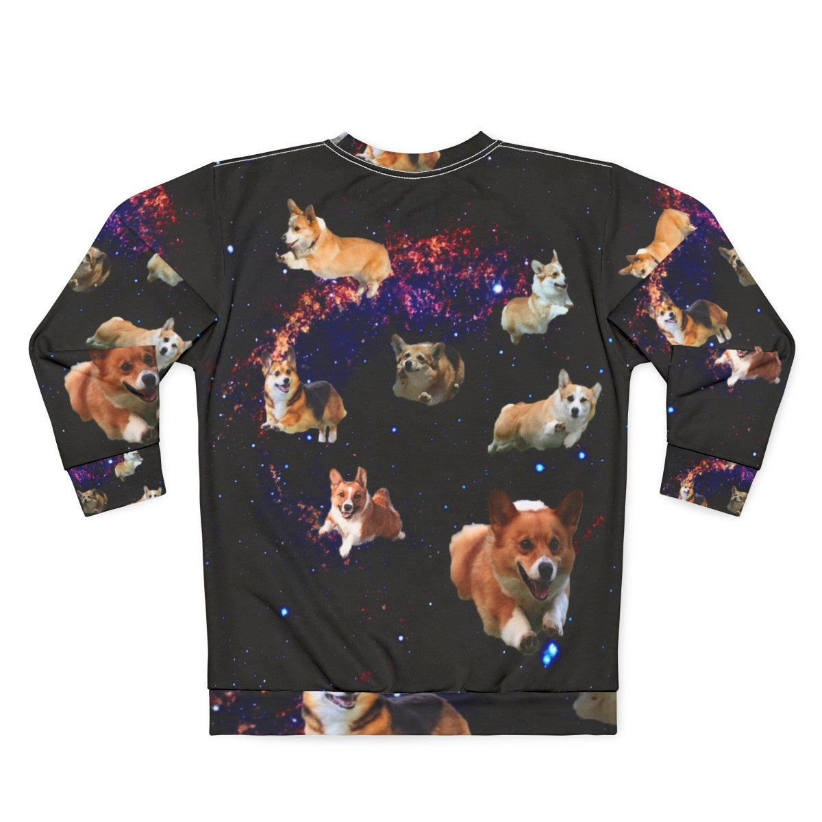 Space Corgis Sweatshirt featuring a trippy, celestial design with a cute corgi - Back