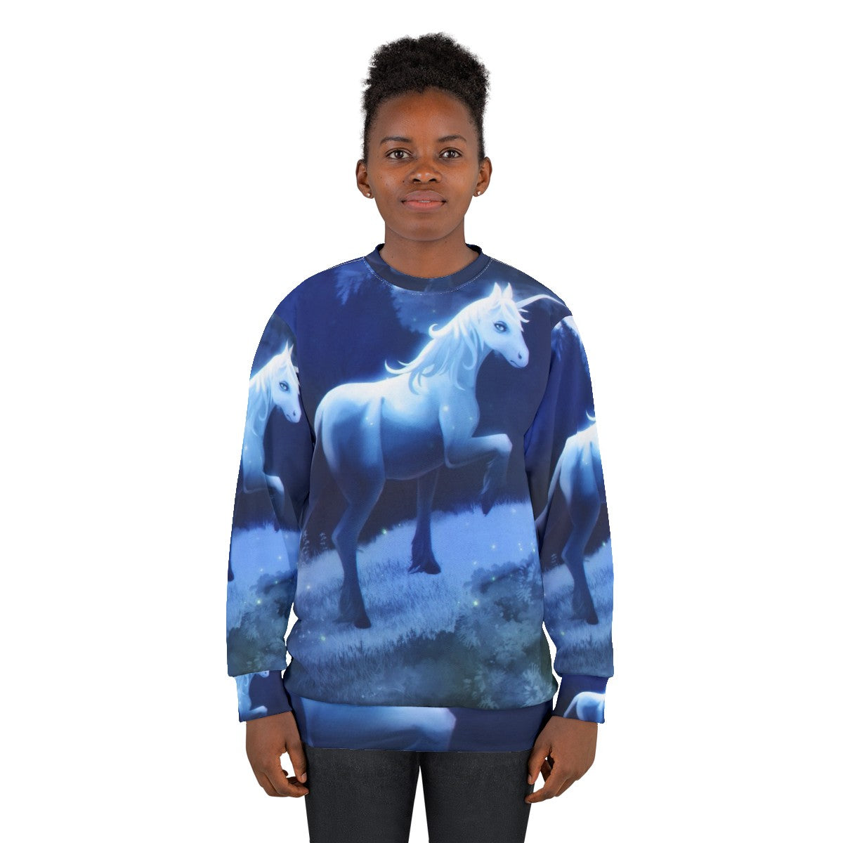 The Last Unicorn graphic sweatshirt featuring a mythical unicorn - women