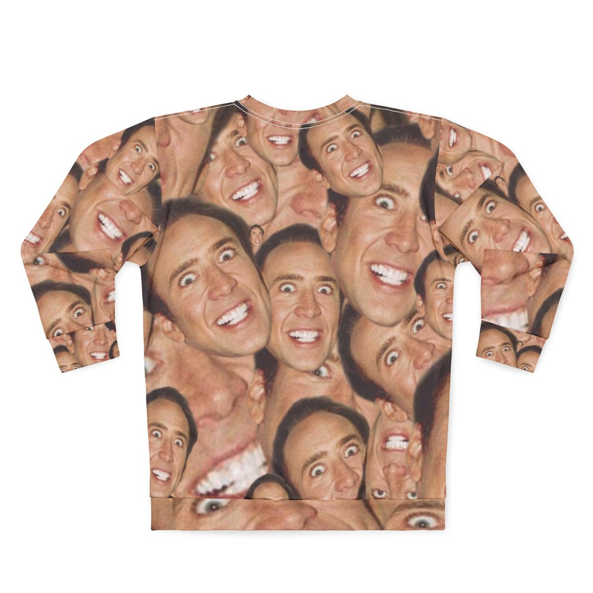 Nicolas Cage face collage design on a sweatshirt - Back