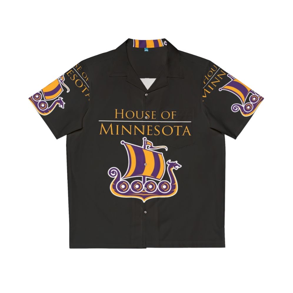 Art Minnesota Vikings Hawaiian Shirt featuring the Minnesota Vikings logo and tropical island design