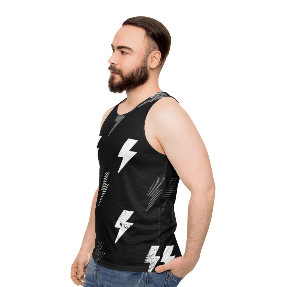 Unisex geometric thunder pattern tank top - men side