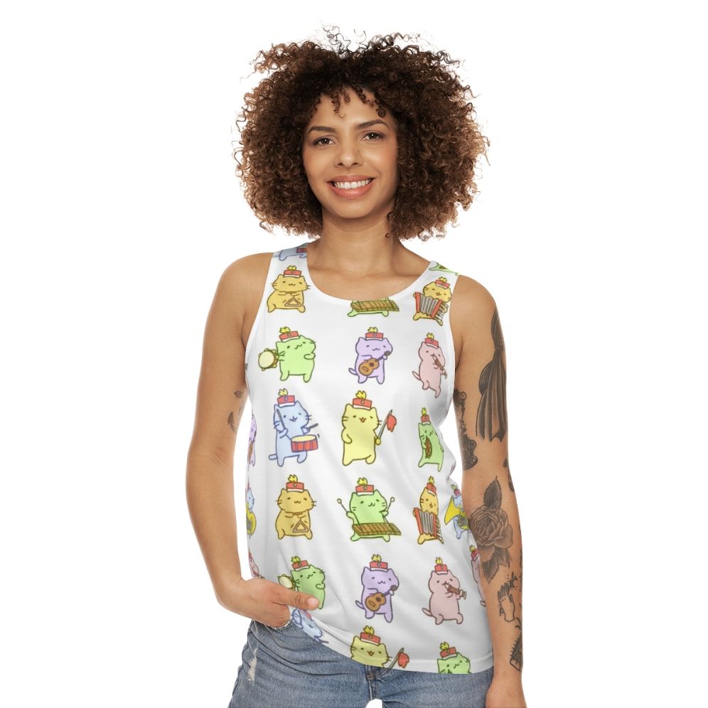 Mitchiri Neko unisex tank top with cute cat design - women