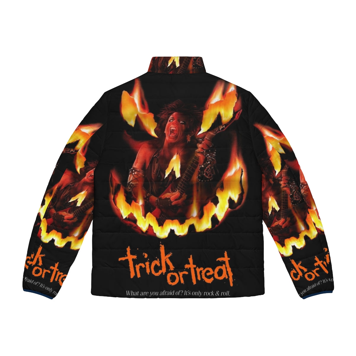 Trick Or Treat Puffer Jacket, a retro-inspired rock 'n' roll Halloween puffer jacket - Back