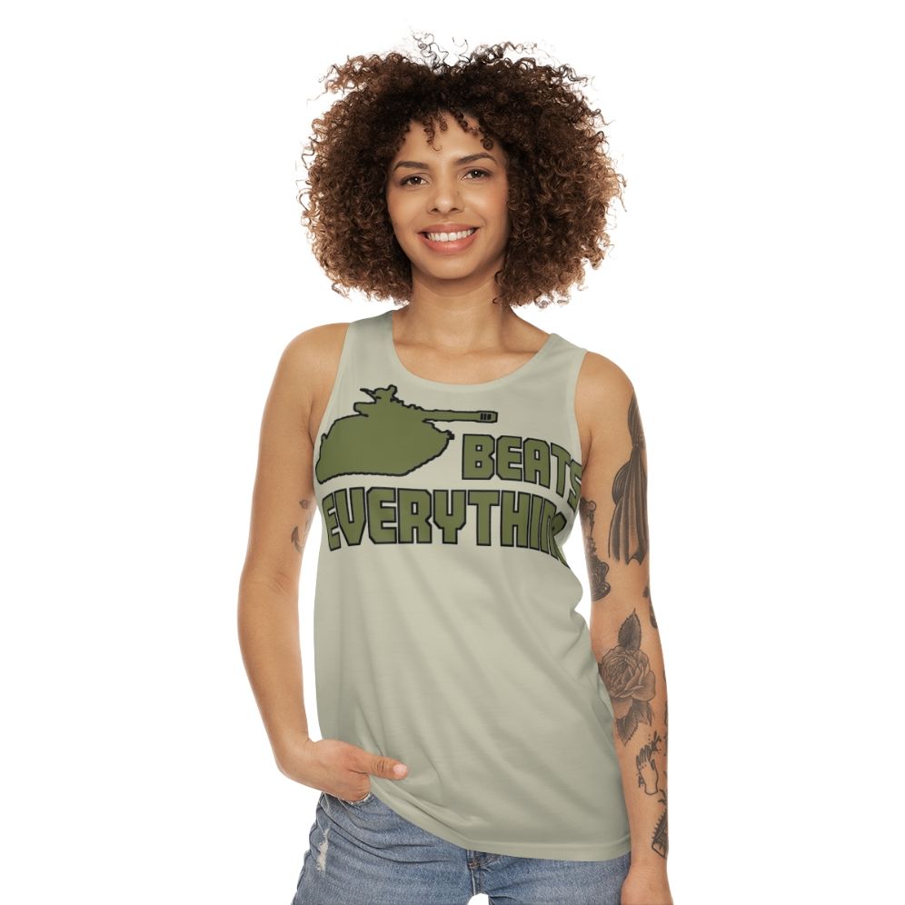 Unisex military sci-fi gaming graphic tank top - women