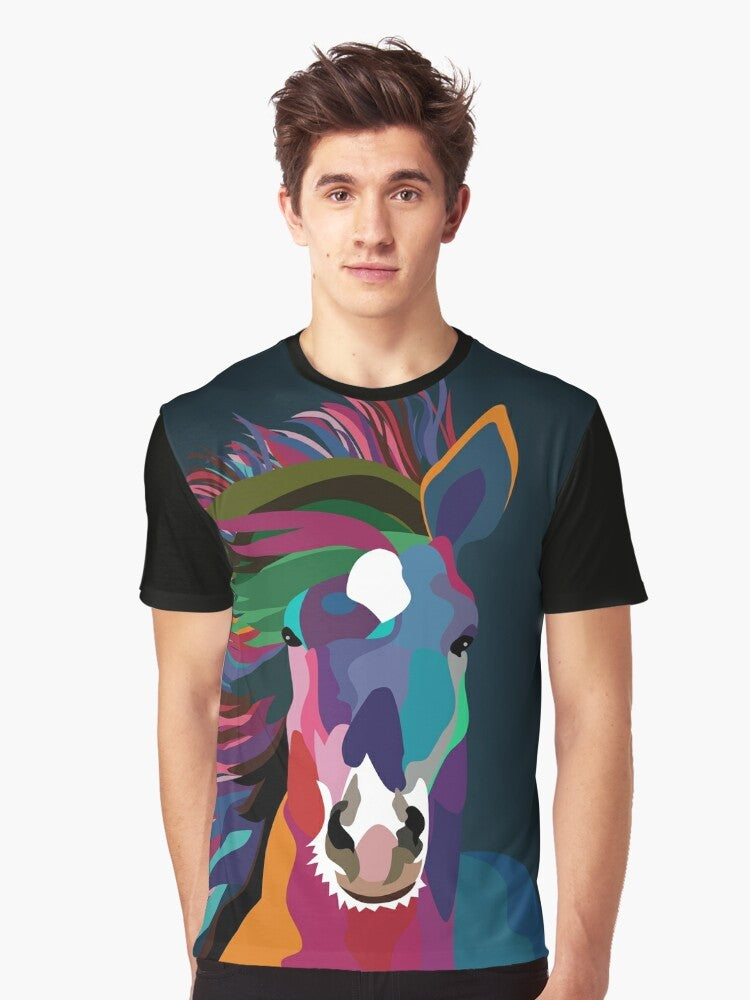 Stylized illustration of a wild horse running in abstract, geometric, modern pop art design - Men