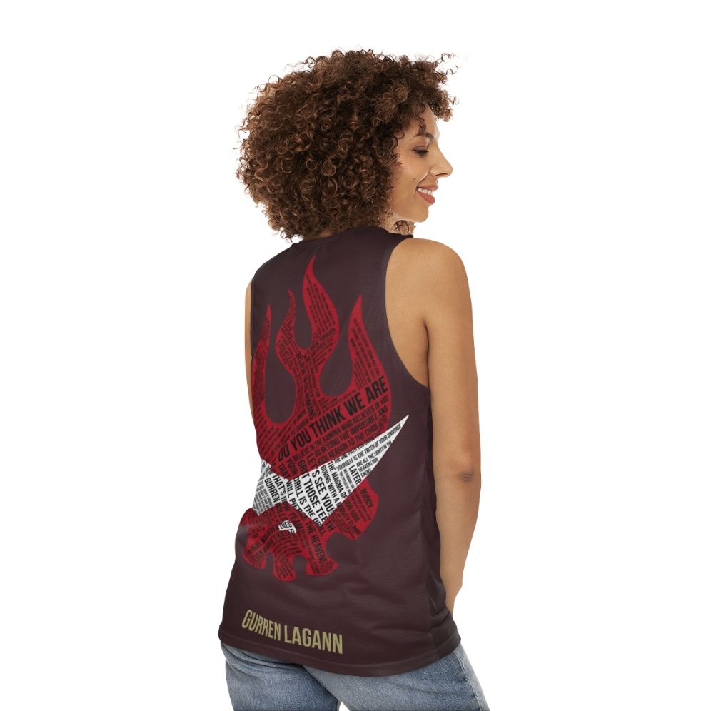 Gurren Lagann Typographic Unisex Tank Top - women back