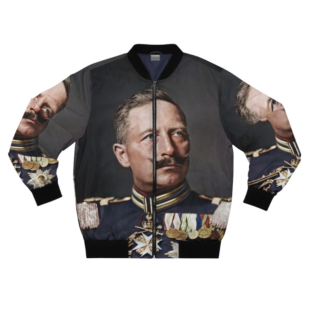 Vintage colorized bomber jacket featuring the portrait of Kaiser Wilhelm II, the last German emperor