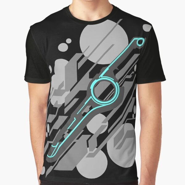 Monado Abstract (Grey) Graphic T-Shirt featuring the iconic Monado symbol from the Xenoblade Chronicles video game series