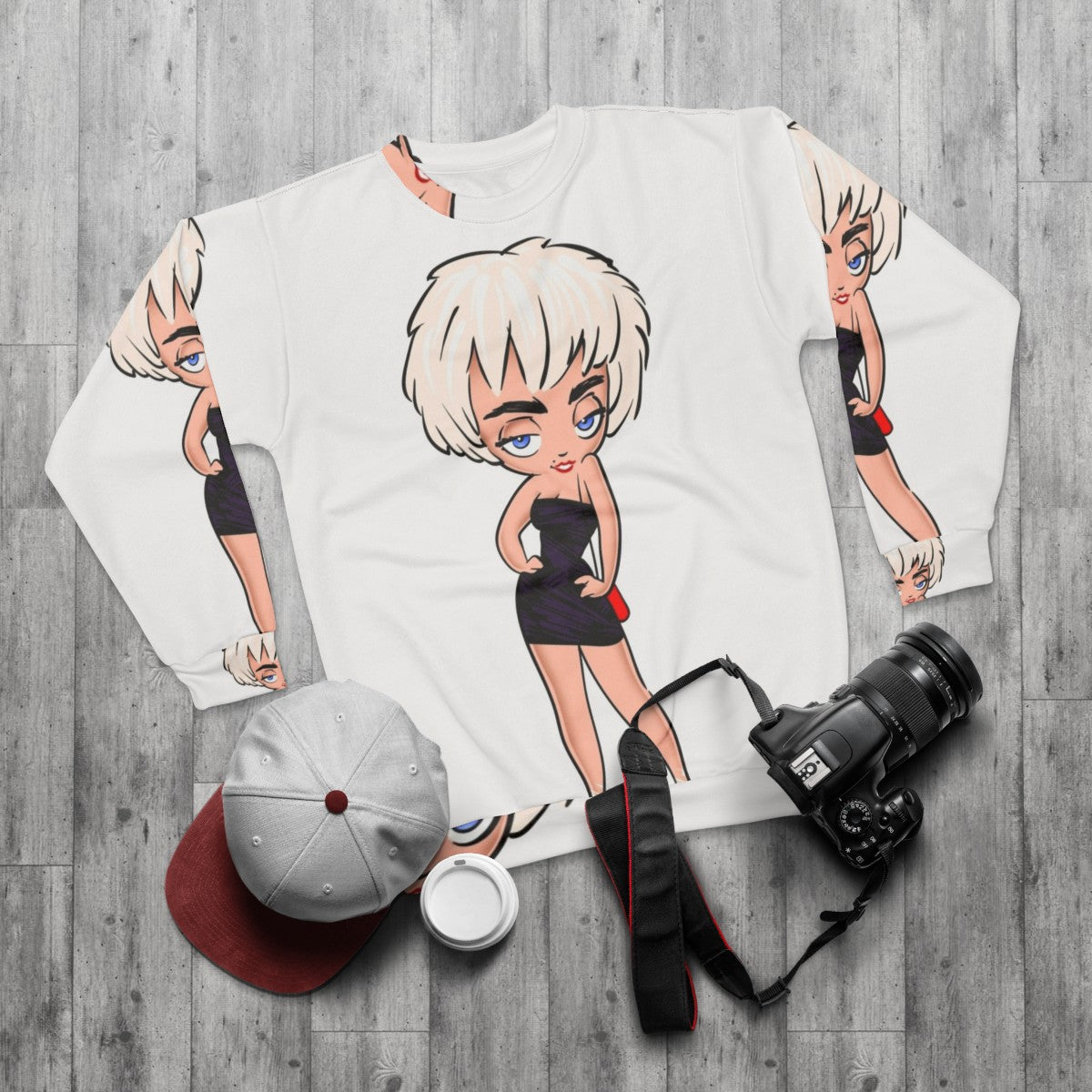 Madonna "Who's That Girl" Nikki Finn Graphic Sweatshirt - flat lay