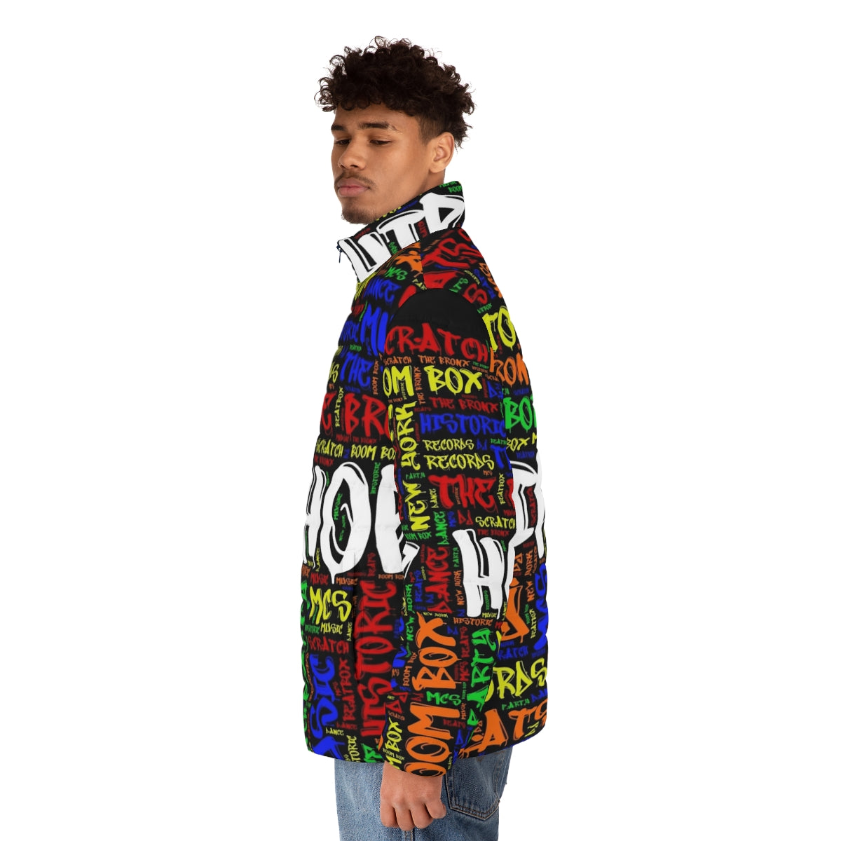 50th anniversary puffer jacket celebrating the legacy of hip hop music - men side left