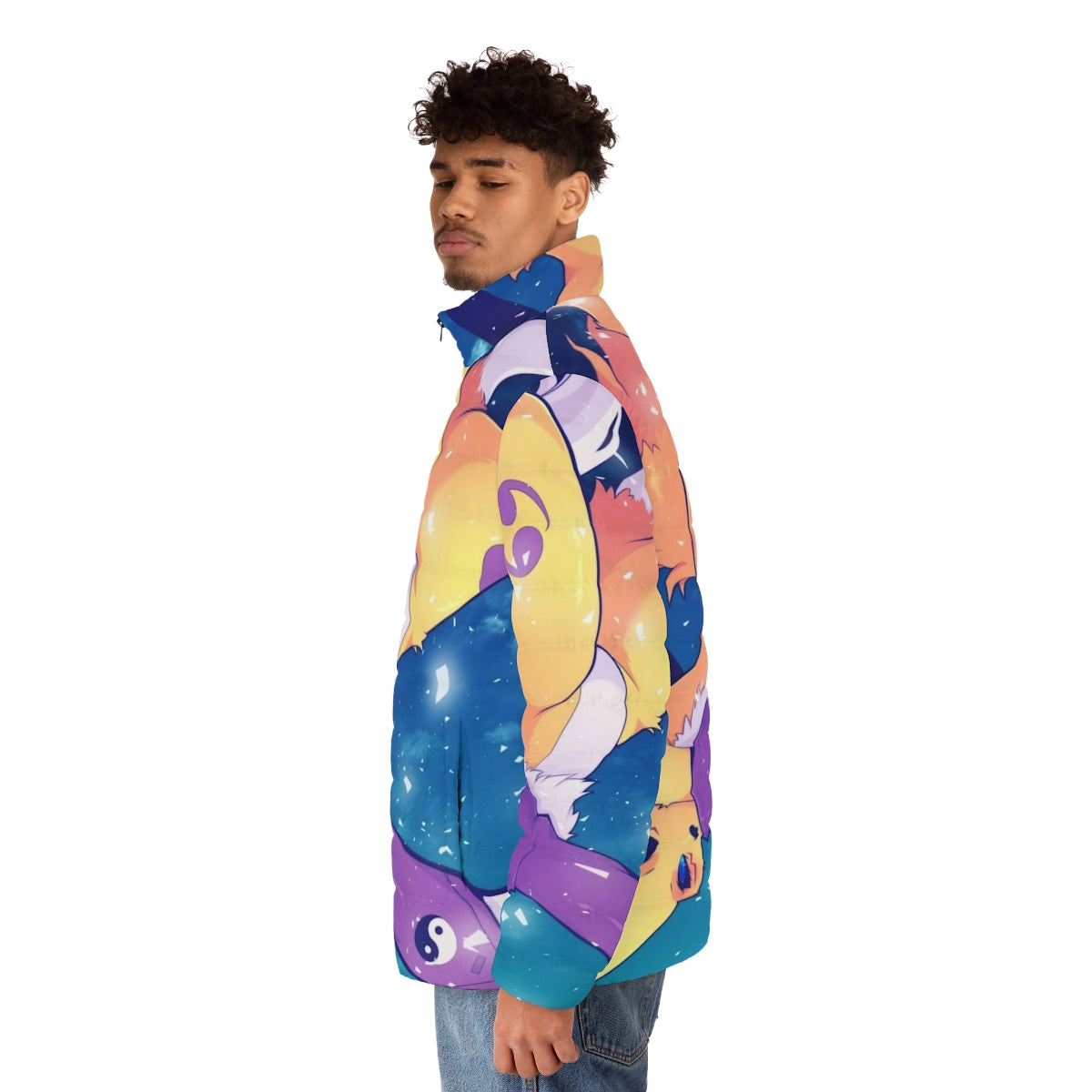 Diamond Storm Puffer Jacket with Digimon-inspired Renamon design - men side left