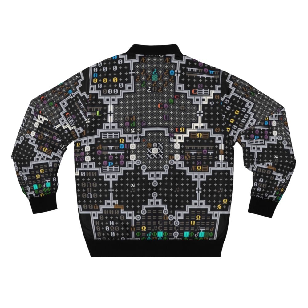 Dwarf Fortress inspired bomber jacket with pixel art tile set graphics - Back