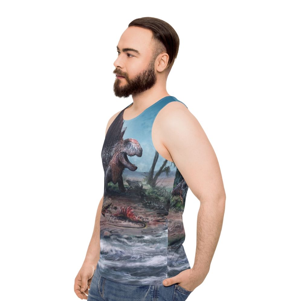 Dimetrodon unisex tank top with paleoart design - men side