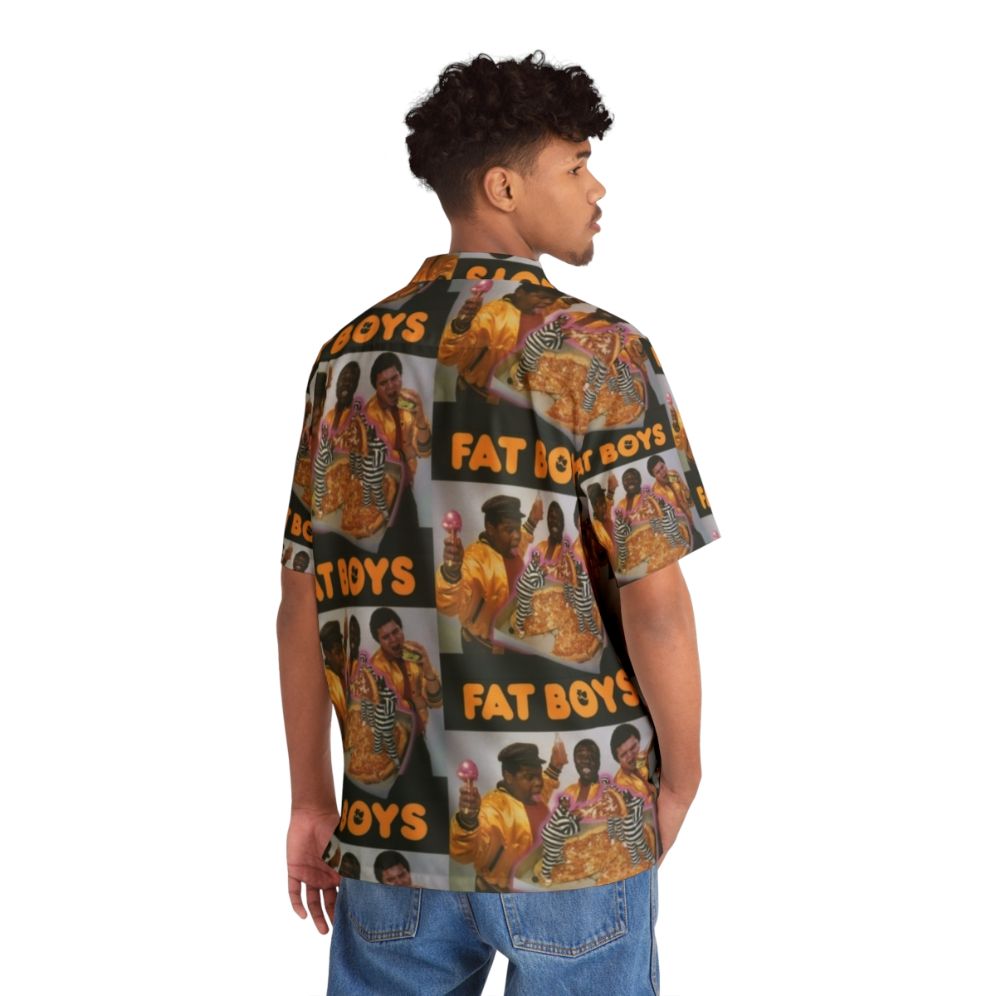 Fat Boys Hawaiian Shirt with Hip Hop and Food Prints - People Back