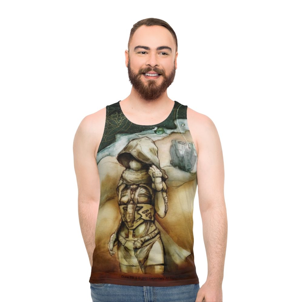 Chani from Dune 2020 movie art on a unisex tank top - men