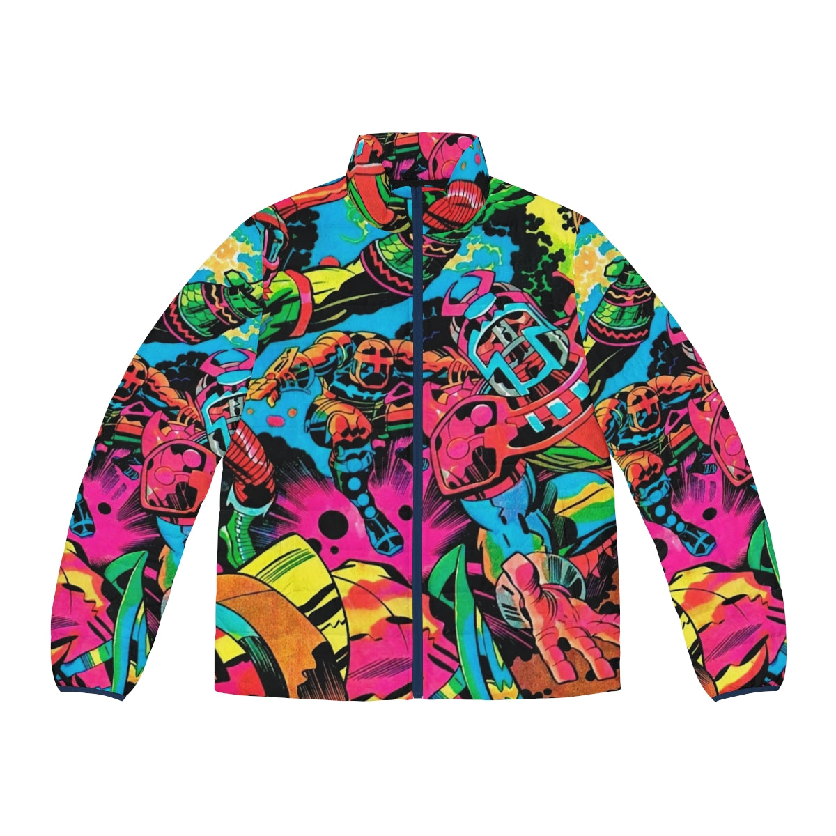 Kirby Puffer Jacket - Colorful Marvel Comics inspired superhero pop art design