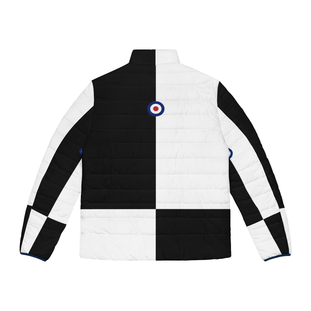 Mod-inspired black and white puffer jacket with mod logo - Back