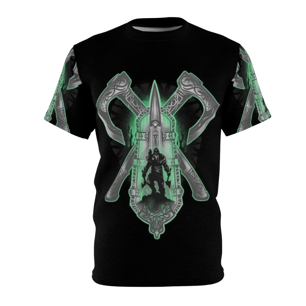 Eivor's Hidden Blade and Axe T-Shirt, featuring a Viking-inspired design for fans of Assassin's Creed Valhalla.