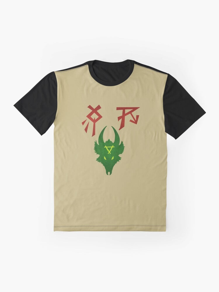 Ikit Claw's Clan Skryre faction symbol graphic t-shirt - Flat lay