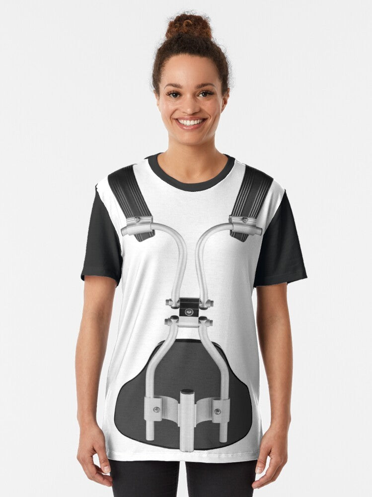 Drum Carrier Graphic T-Shirt featuring a design for drummers and drum corps enthusiasts - Women