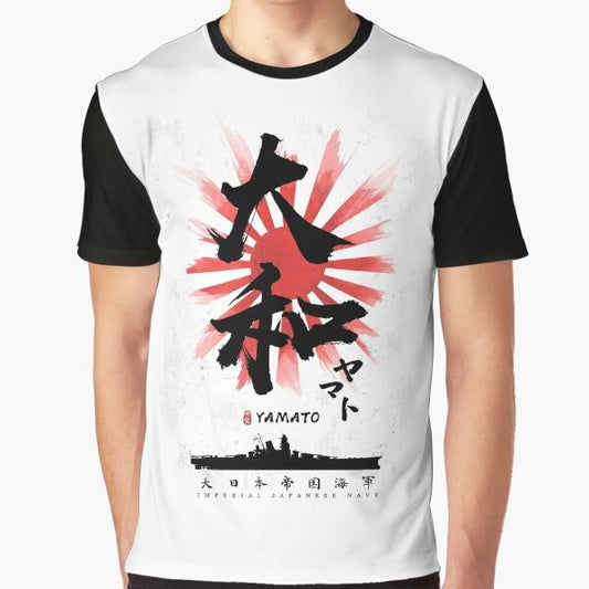 Yamato battleship Japanese calligraphy graphic design t-shirt