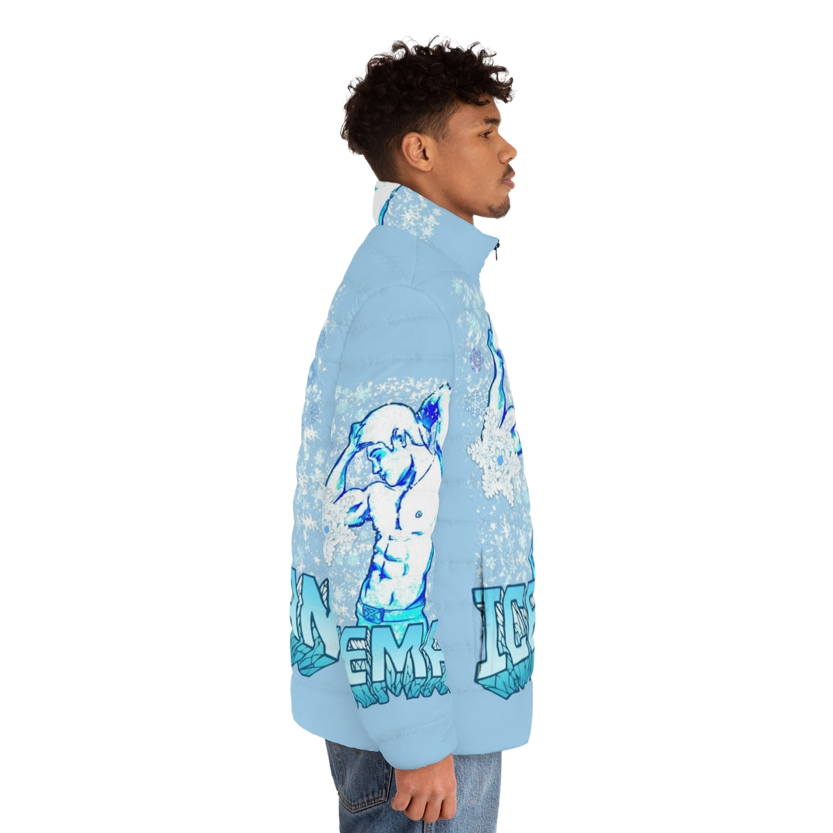 Iceman Puffer Jacket featuring the X-Men's mutant hero with cryokinetic powers - men side right