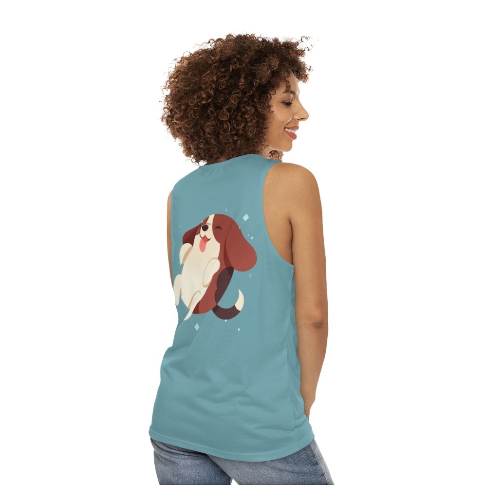 Beagle puppy on adorable unisex tank top - women back