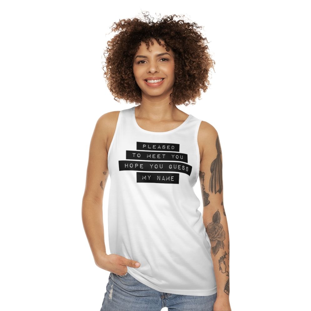 Pleased to Meet You Unisex Tank Top - Classic 80s Devil Stones Vinyl Graphic - women