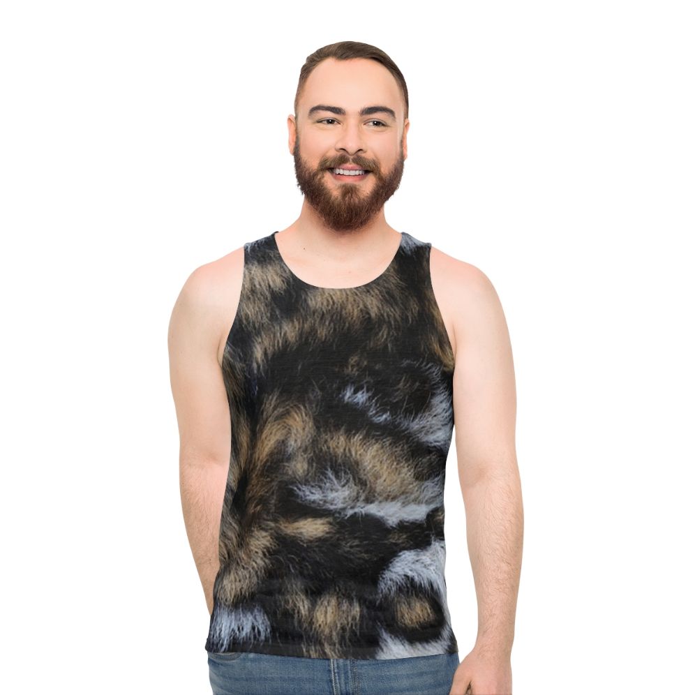 Unisex tank top with African wild dog print design - men