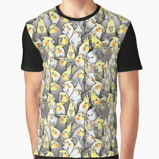 Cute cockatiel bird graphic design on a t-shirt