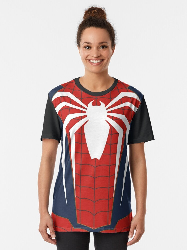 Spider Man graphic t-shirt featuring the White Spider logo from the Insomniac video game - Women