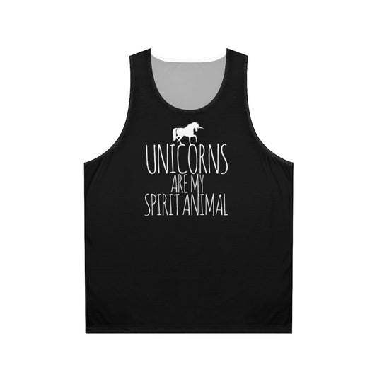 Unisex unicorn tank top with 'Unicorns Are My Spirit Animal' text