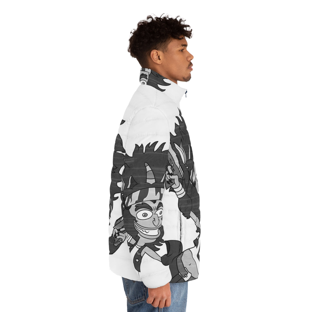 Maury Puffer Jacket with Gun Print - Big Mouth Netflix Inspired Clothing - men side right