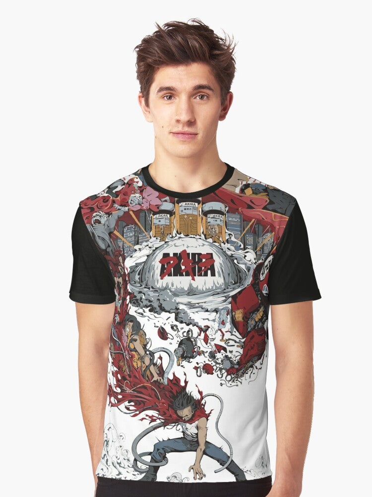 Akira anime graphic t-shirt featuring a vintage, post-apocalyptic sci-fi design. - Men