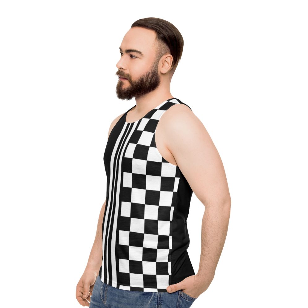 Unisex black and white ska inspired tank top - men side