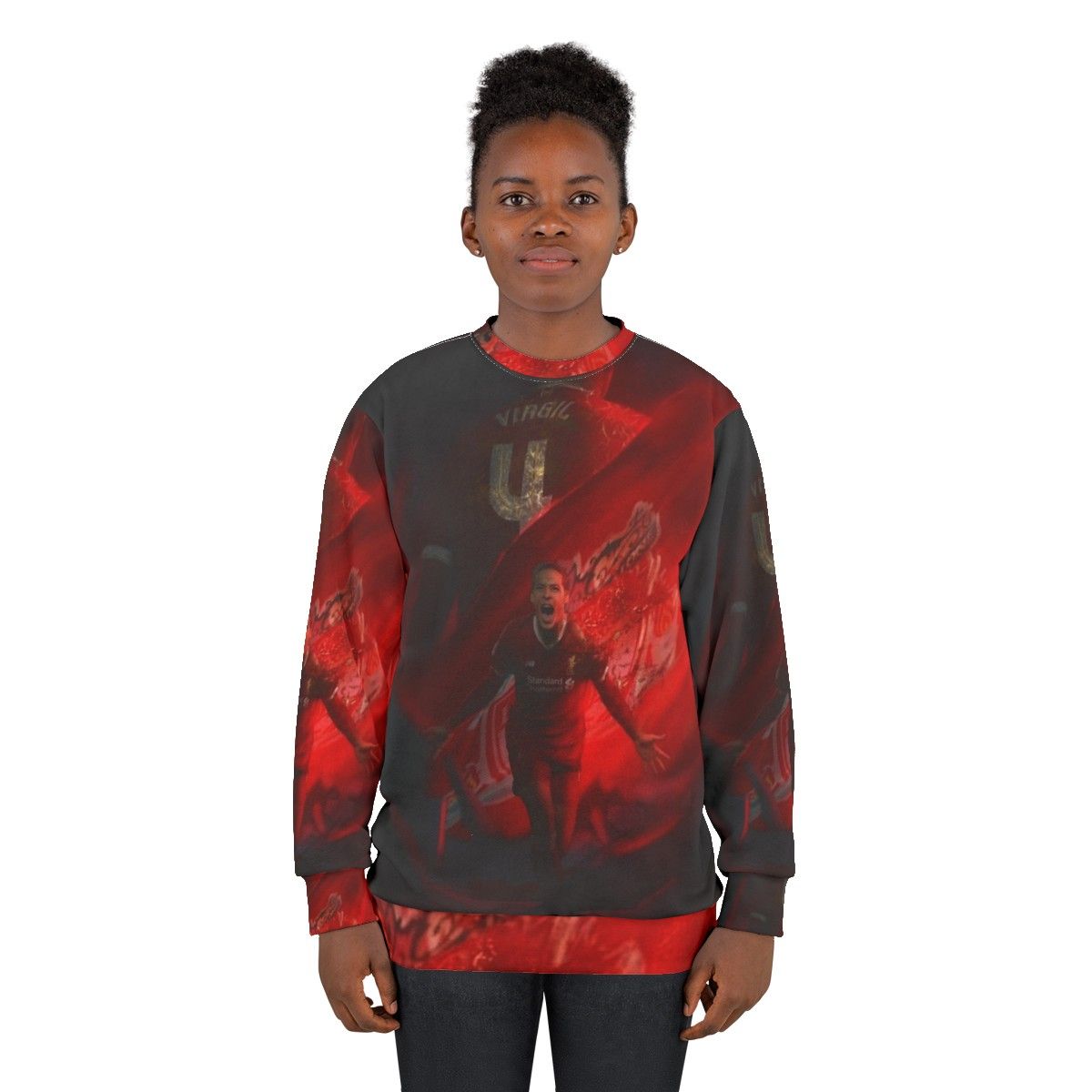 Illustration of Virgil Van Dijk on a Sweatshirt - women