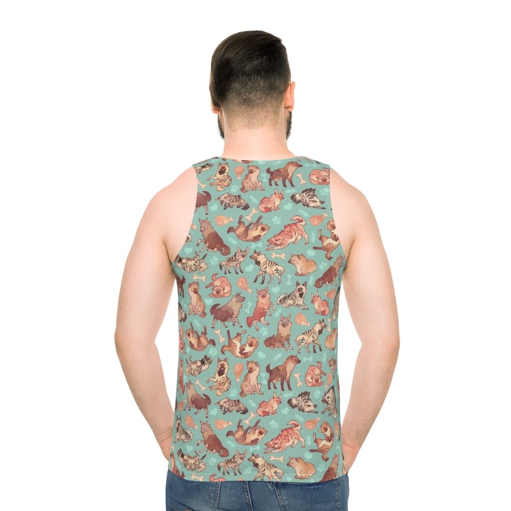 Unisex tank top with hyena print design - men back