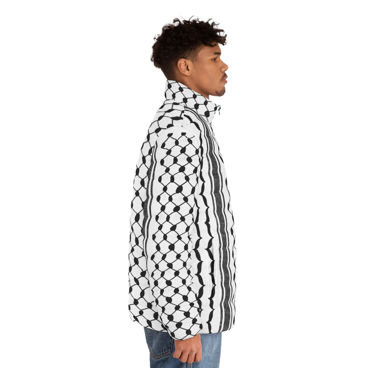 Hattah Keffiyeh Puffer Jacket with Handala Emblem - men side right