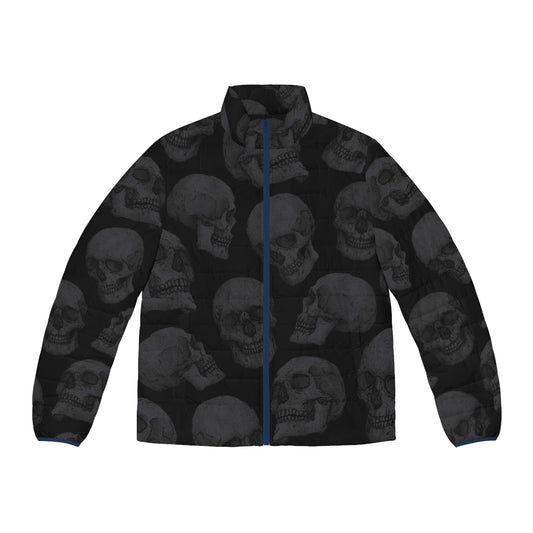 Skulls puffer jacket with dark, ominous pattern