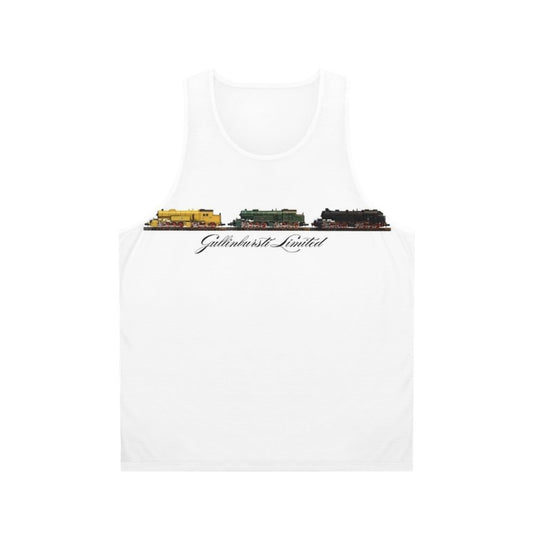 Unisex tank top with train and locomotive design